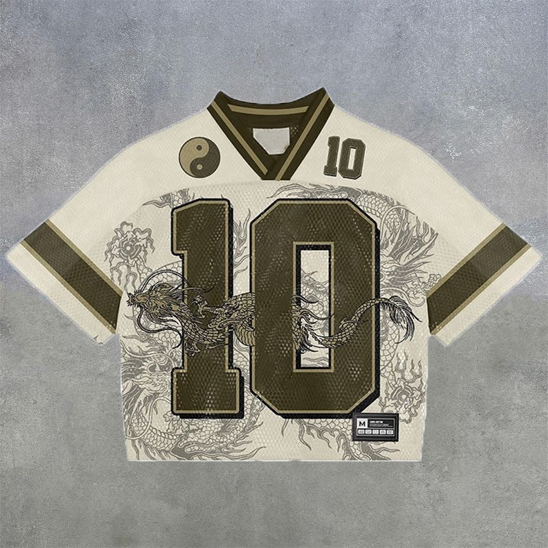 Europe And America Cross Border T-shirt Short Sleeve Quick-drying Loose Men's Hot Printed V-neck Ball Uniform