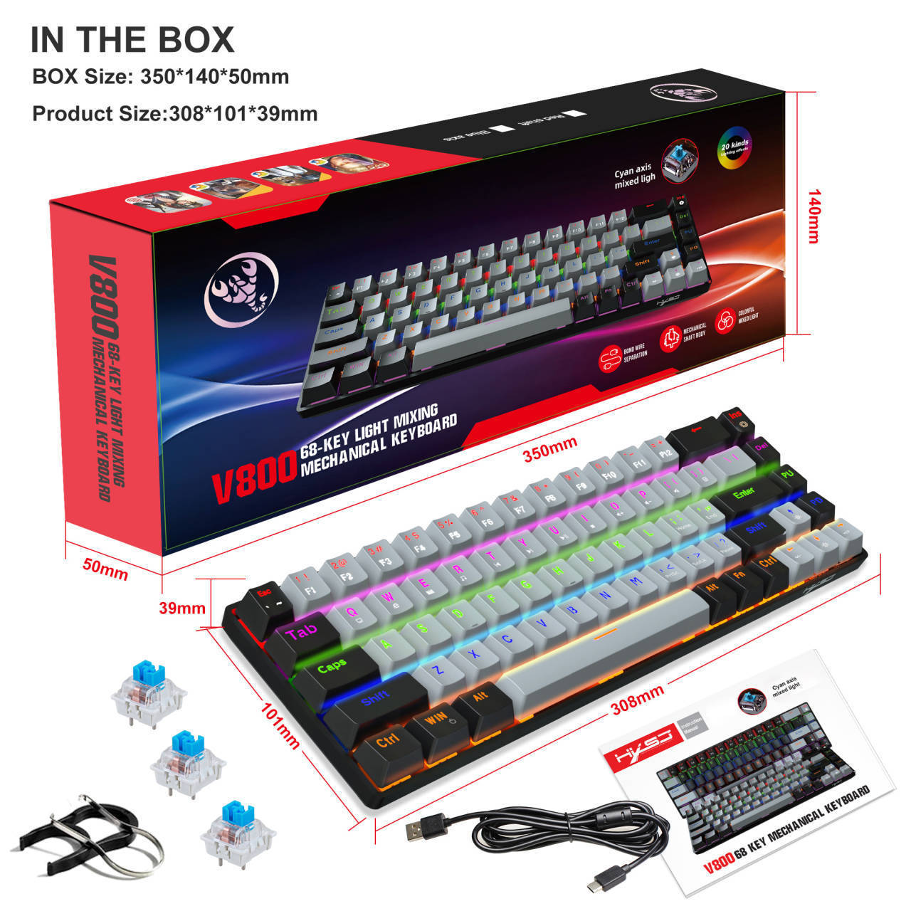 Mechanical Gaming Keyboard Double Injection Key Cap
